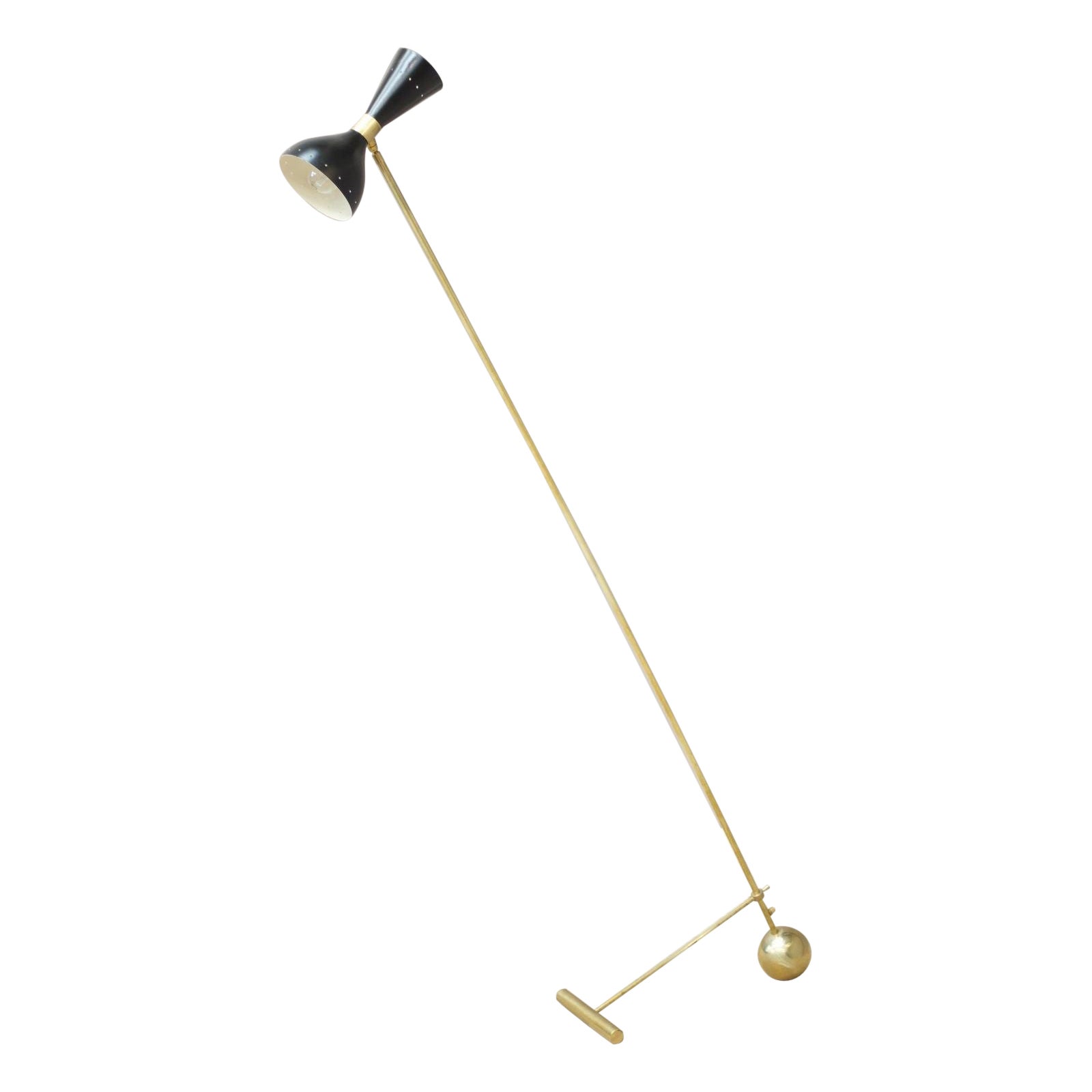 Midcentury Brass Italian Floor Lamp by Stilnovo For Sale