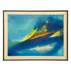 Large 1970s Color Wave Abstract Painting
