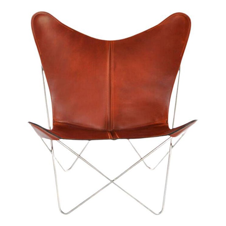 Cognac and Steel Trifolium Chair by OxDenmarq