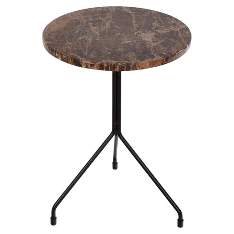 Small All For One Brown Emperador Marble Table by OxDenmarq For Sale