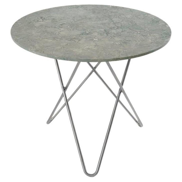 Grande table d'appoint de salle à manger en marbre gris et acier inoxydable par OxDenmarq