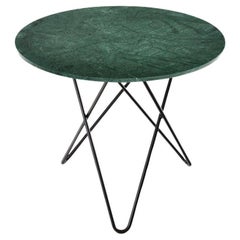 Green Indio Marble and Black Steel Dining O Table by OxDenmarq