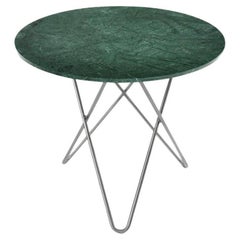 Green Indio Marble and Stainless Steel Large Dining O Table by OxDenmarq