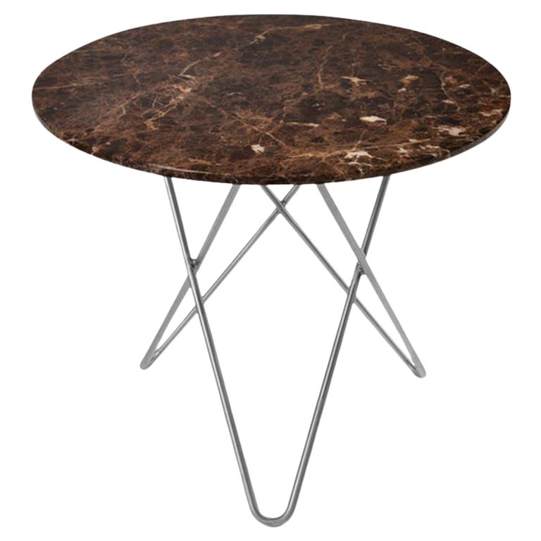 Brown Emperador Marble and Steel Dining O Table by Ox Denmarq For Sale