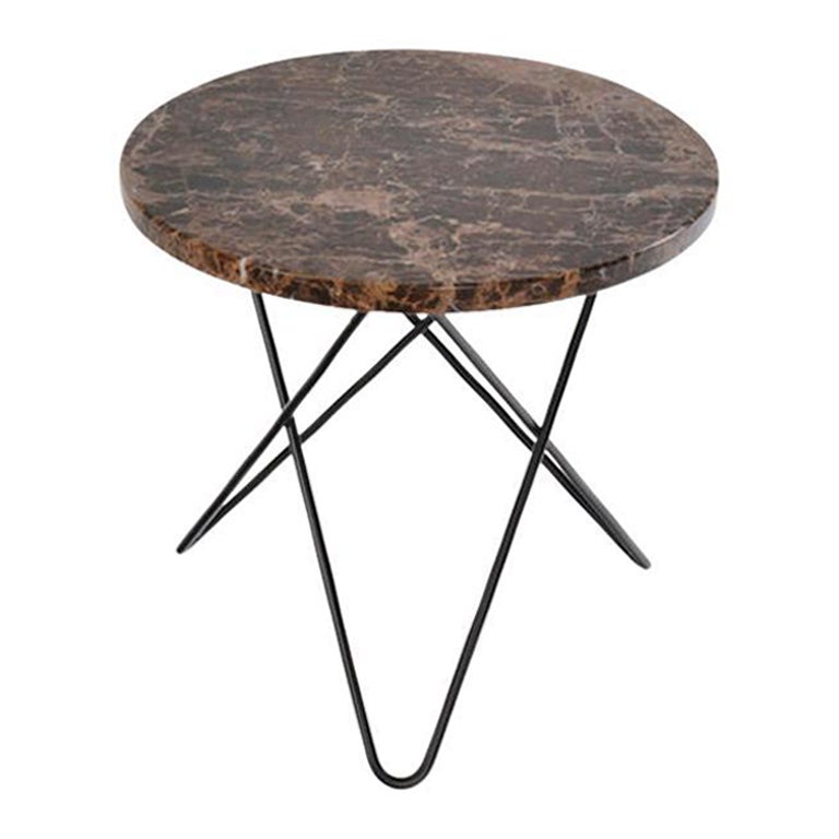 Brown Emperador Marble and Black Steel Mini O Table by OxDenmarq For Sale