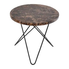 Brown Emperador Marble and Black Steel Mini O Table by OxDenmarq