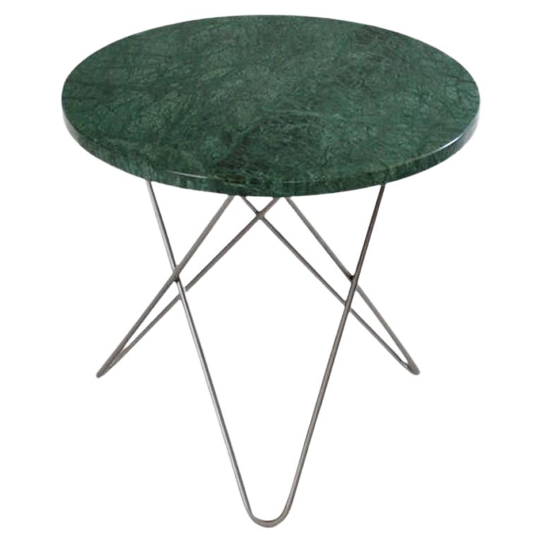 Mini table O en Marbre Indio Vert et Acier d'OxDenmarq en vente