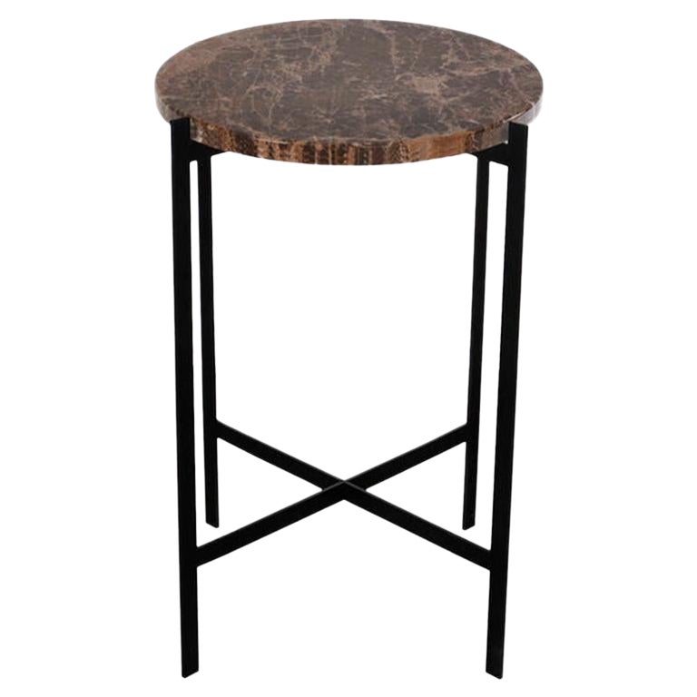 Brown Emperador Marble Small Deck Table by OxDenmarq For Sale