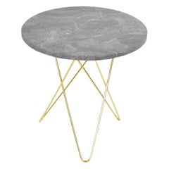 Grey Marble and Brass Tall Mini O Table by OxDenmarq