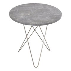Grey Marble and Steel Tall Mini O Table by OxDenmarq