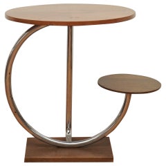 Two-Tier Walnut and Chrome Accent Table