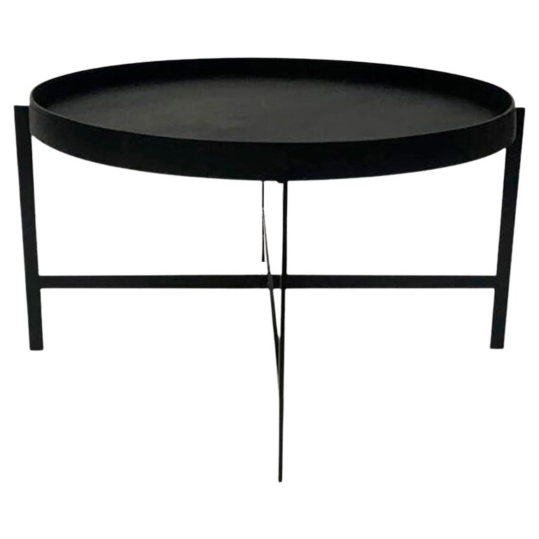 Black Leather Large Deck Table by OxDenmarq For Sale