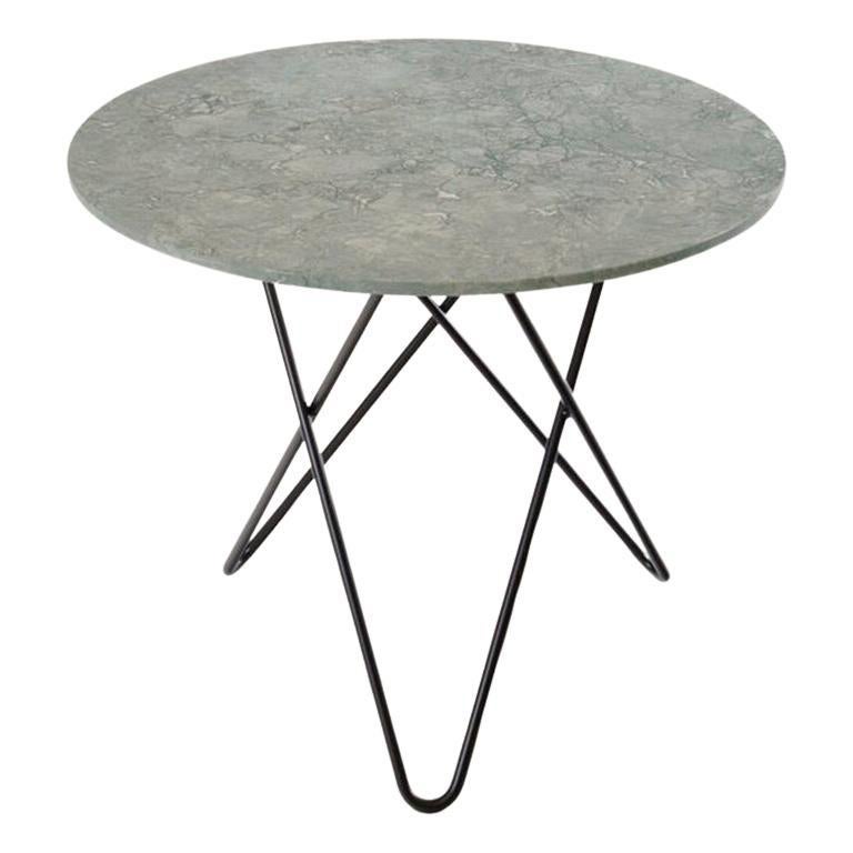 Grande table d'appoint de salle à manger en marbre gris et acier noir par OxDenmarq