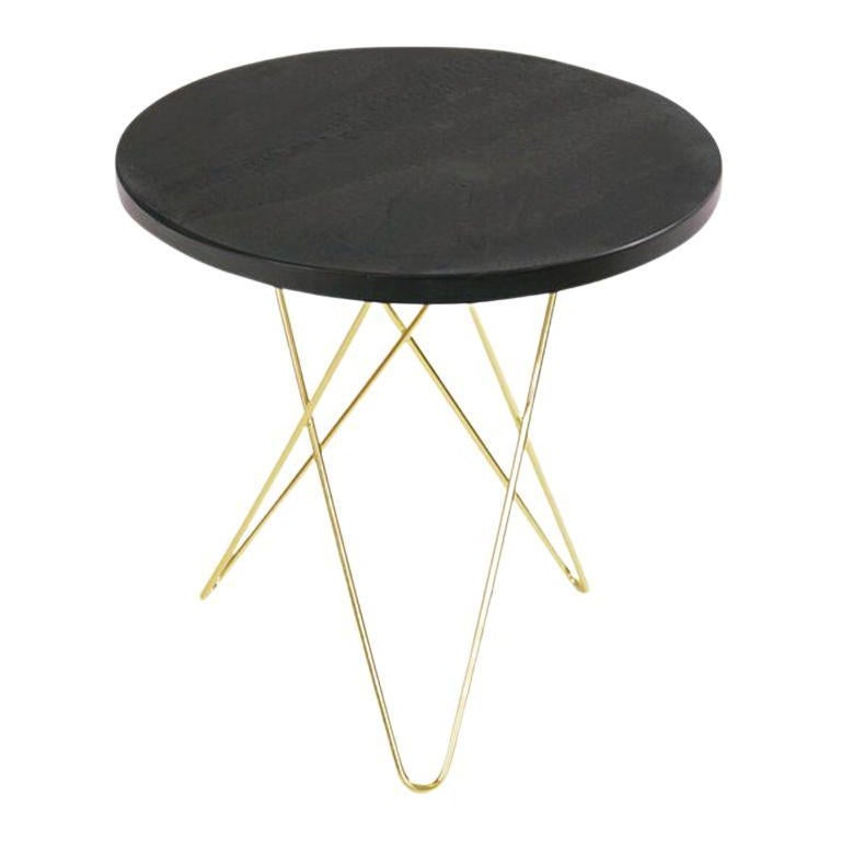 Black Slate and Brass Tall Mini O Table by OxDenmarq For Sale