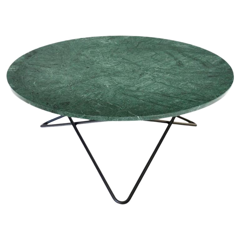 Großer O-Tisch aus grünem Indio-Marmor und schwarzem Stahl von OxDenmarq