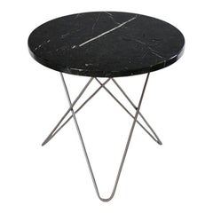 Black Marquina Marble and Steel Mini O Table by OxDenmarq