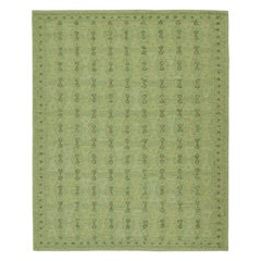 Rug & Kilim’s Scandinavian Style Kilim with Geometric Patterns in Tones of Green