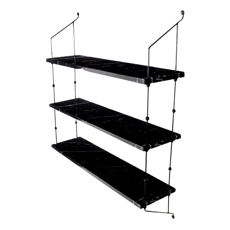 Black Marquina Marble and Black Steel Morse Shelf by OxDenmarq For Sale