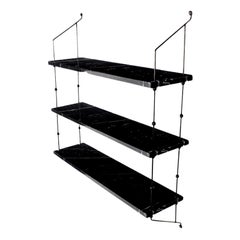 Black Marquina Marble and Black Steel Morse Shelf by OxDenmarq