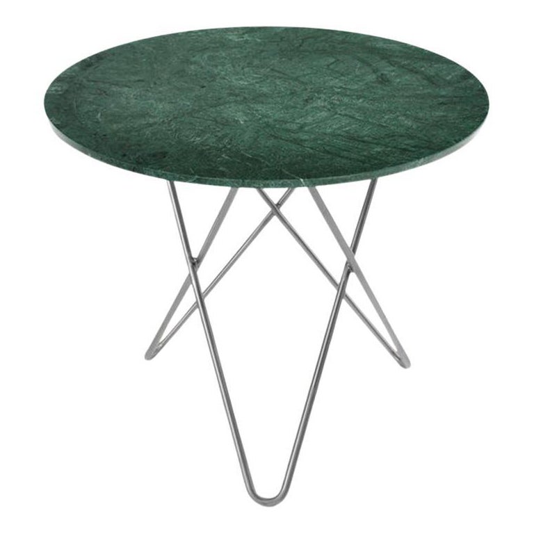 Green Indio Marble and Steel Dining O Table by OxDenmarq For Sale
