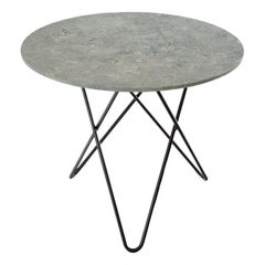 Grey Marble and Black Steel Dining O Table by OxDenmarq