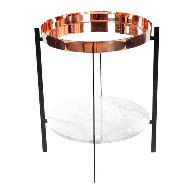 Copper and White Carrara Marble Deck Table by OxDenmarq For Sale