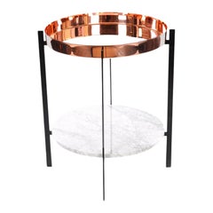 Copper and White Carrara Marble Deck Table by OxDenmarq