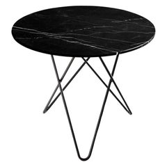 Black Marquina Marble and Black Steel Large Dining O Table by OxDenmarq