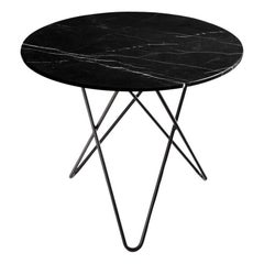 Black Marquina Marble and Black Steel Dining O Table by OxDenmarq