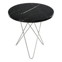Black Marquina Marble and Steel Tall Mini O Table by OxDenmarq