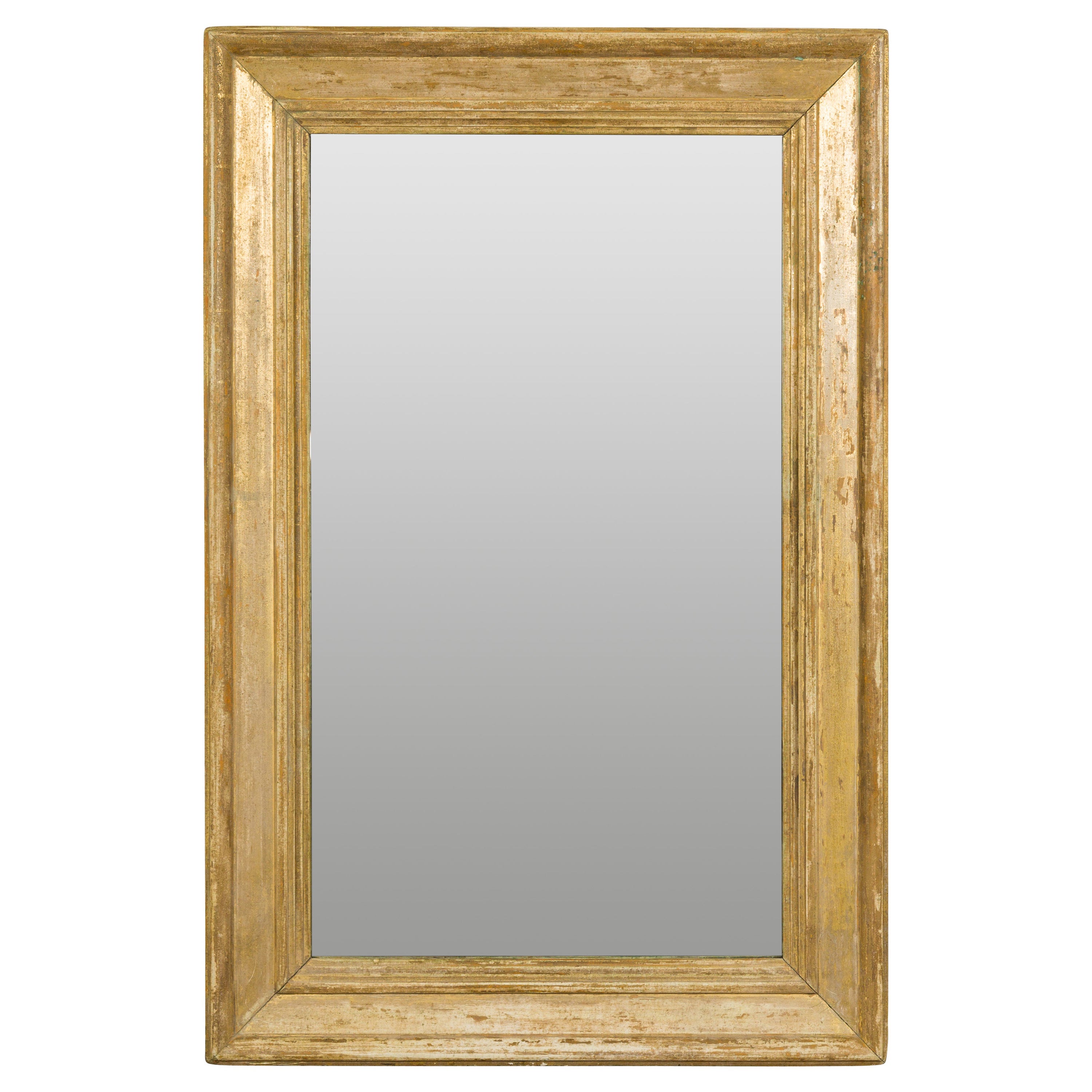 Miroir rectangulaire en bois peint français du 19ème siècle avec caractère rustique en vente