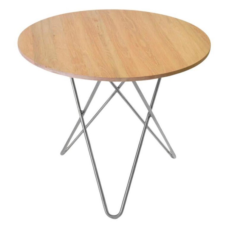 Oak Wood and Steel Dining O Table by OxDenmarq For Sale