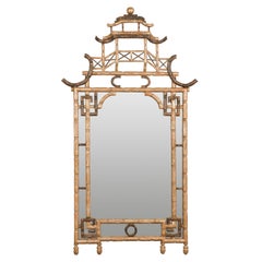 Miroir pagode anglais en faux bambou sculpté, 20e siècle