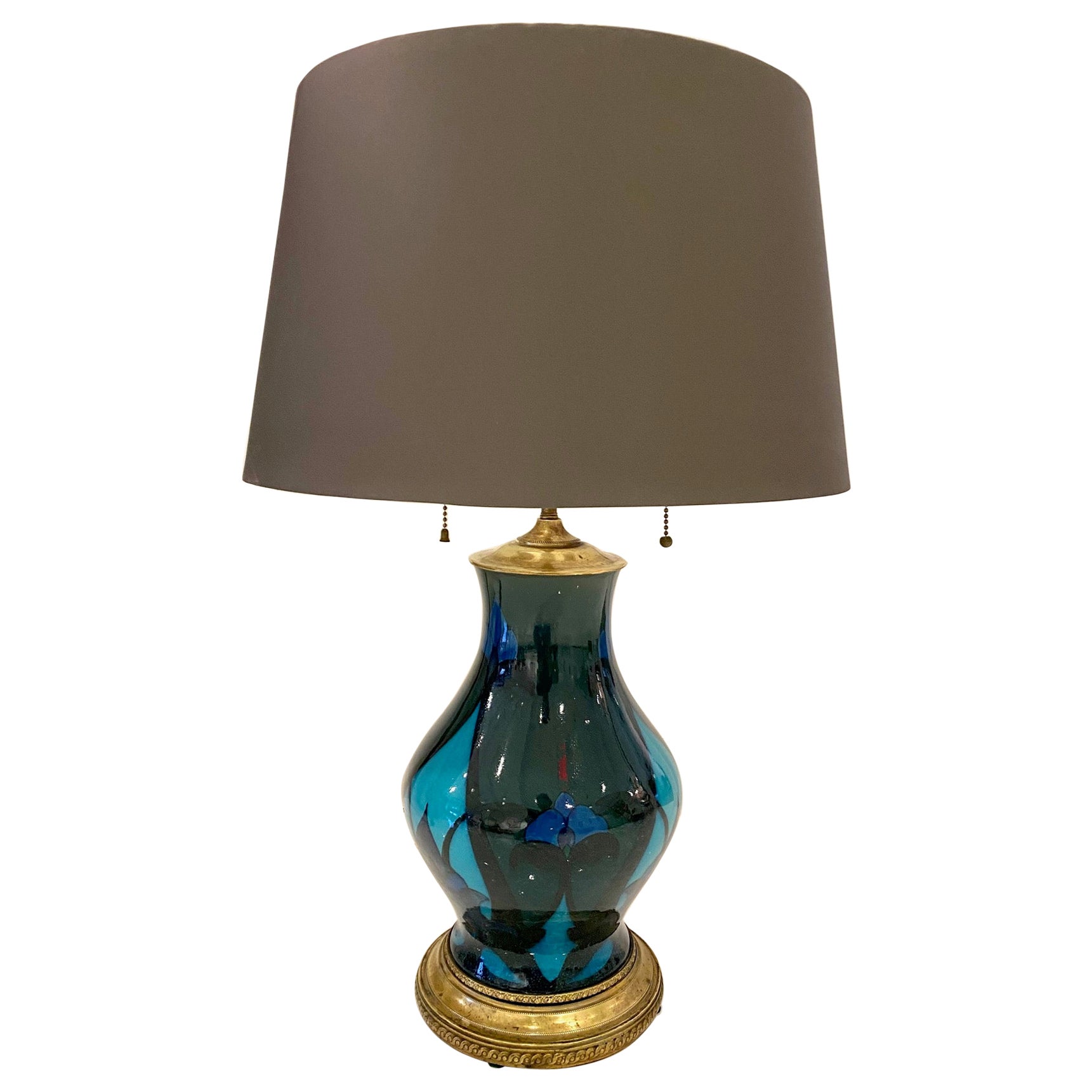 Art Nouveau Period Rock Wood Pottery Lamp For Sale