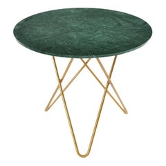Green Indio Marble and Brass Dining O Table by OxDenmarq