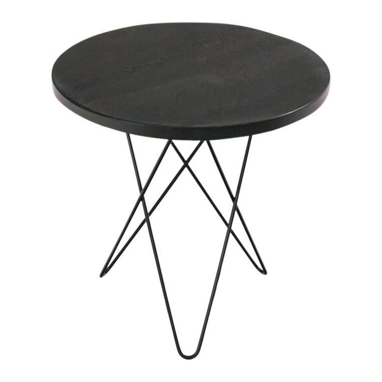 Black Slate and Black Steel Tall Mini O Table by OxDenmarq For Sale