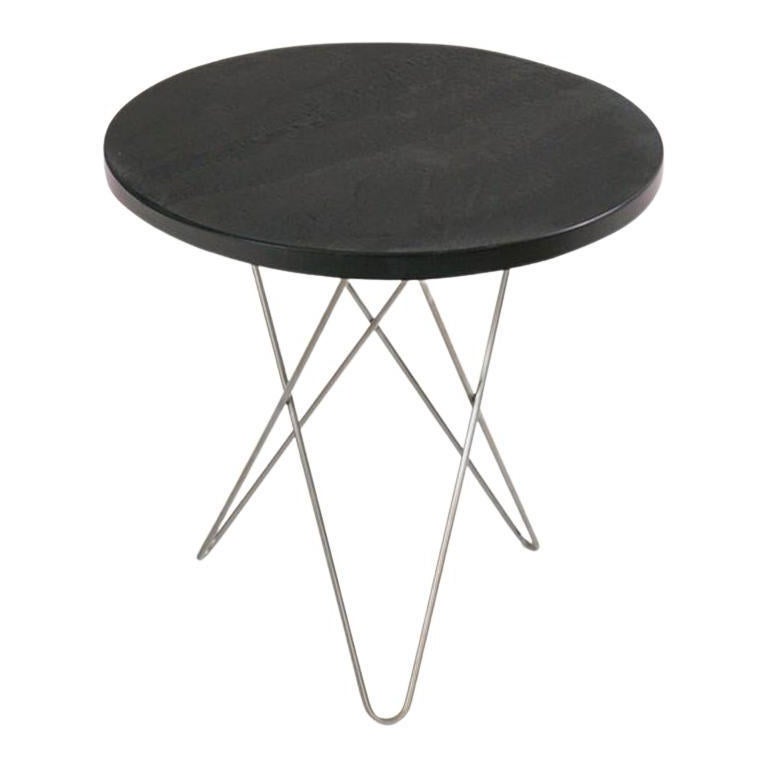 Black Slate and Steel Tall Mini O Table by OxDenmarq For Sale