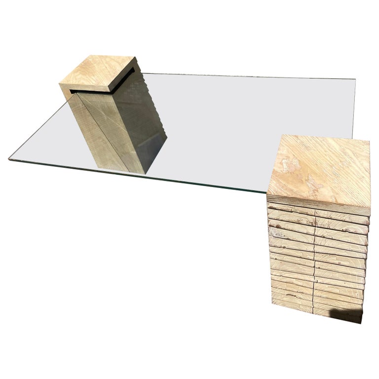 Post Modern Wood and Glass Coffee Table For Sale at 1stDibs