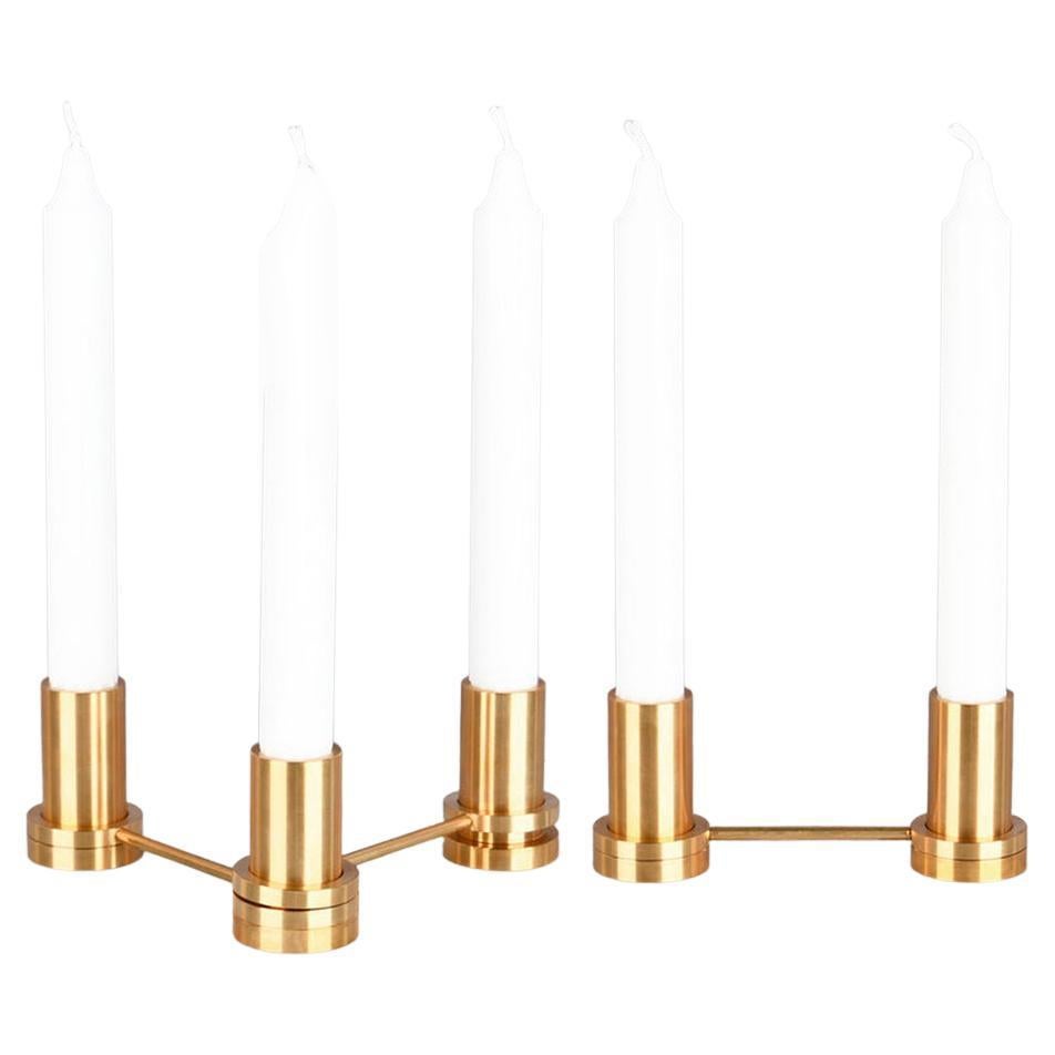 Set of 5 Brass Candle Holder by Oxdenmarq For Sale