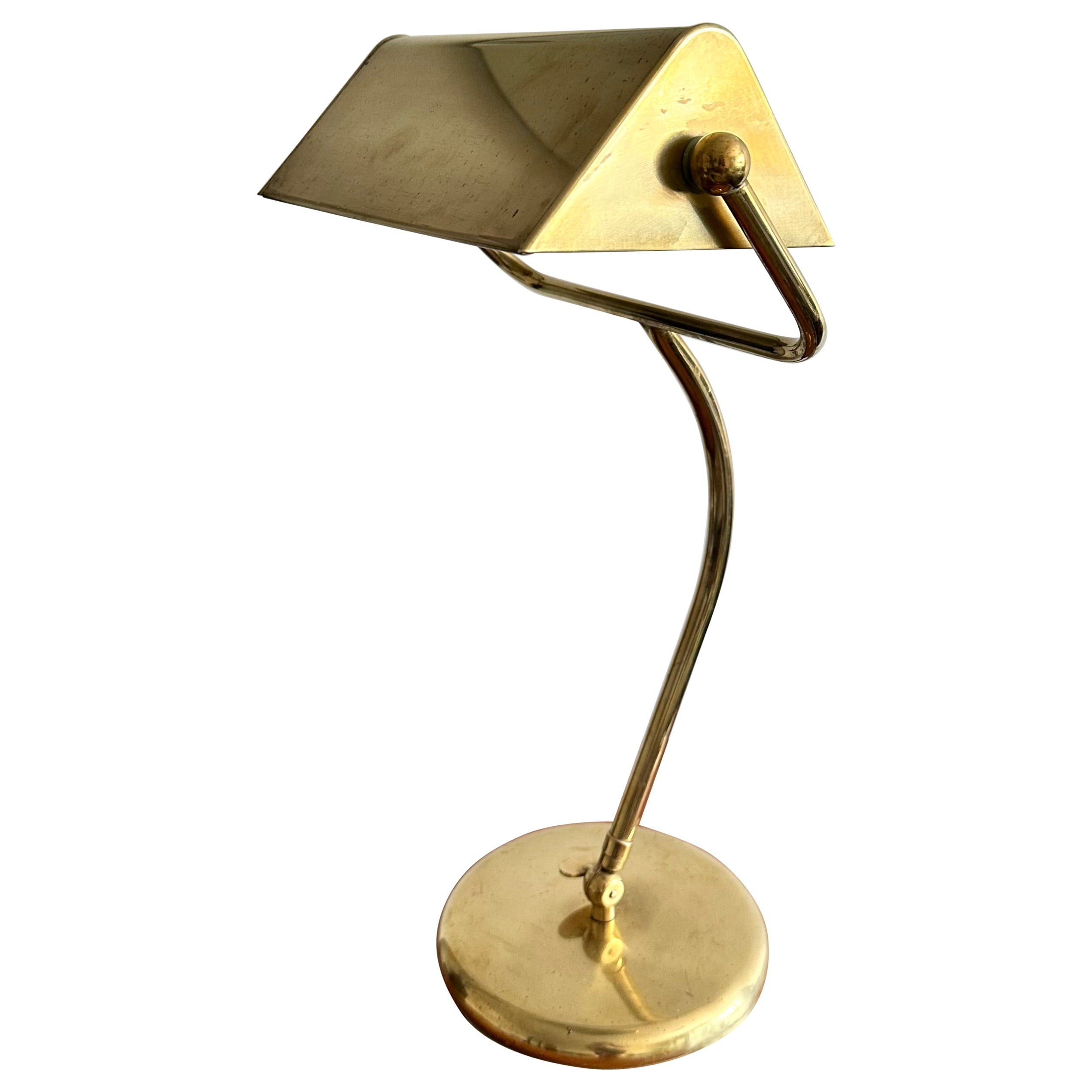 Lampe de table Art Déco pour banquier en laiton articulé