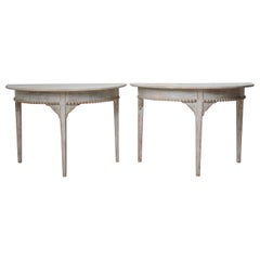 Antique Swedish Country Gustavian Style Demilune Table