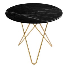 Black Marquina Marble and Brass Large Dining O Table by Ox Denmarq
