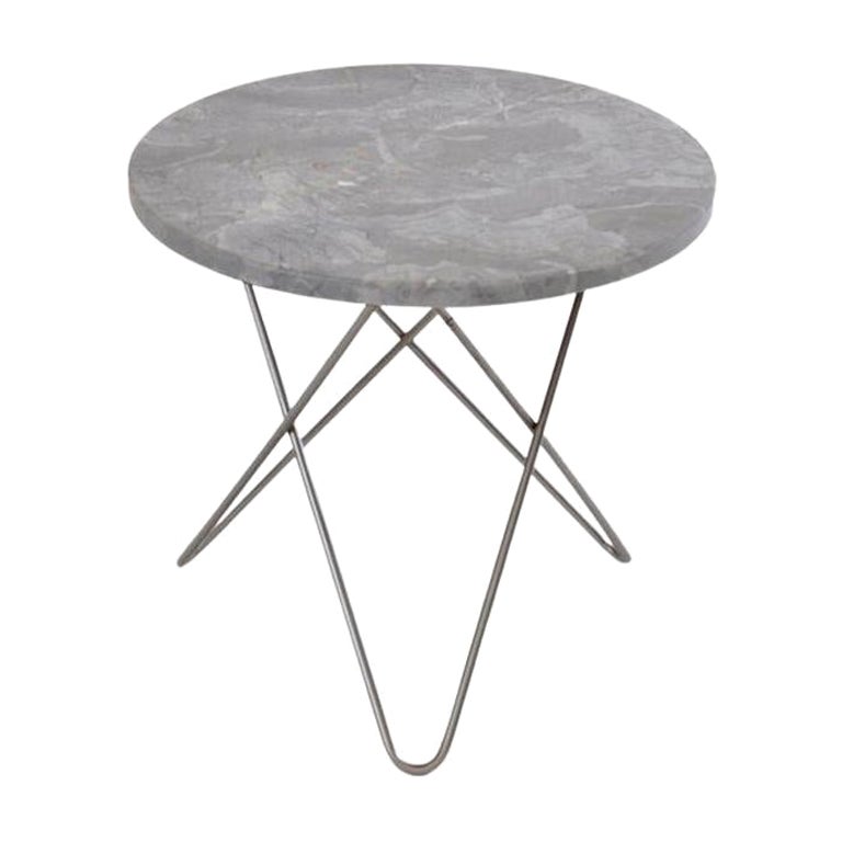 Mini-O-Tisch aus grauem Marmor und Stahl von OxDenmarq