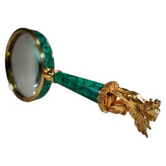 Faberge 20th Century Malachite Magnifying Glass