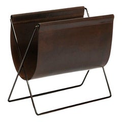 Mocca Leather and Black Steel Maggiz Magazine Rack by OxDenmarq