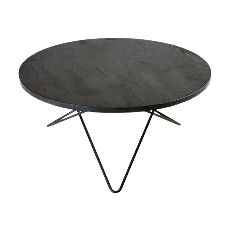 Black Slate and Black Steel "O" Table by Oxdenmarq For Sale
