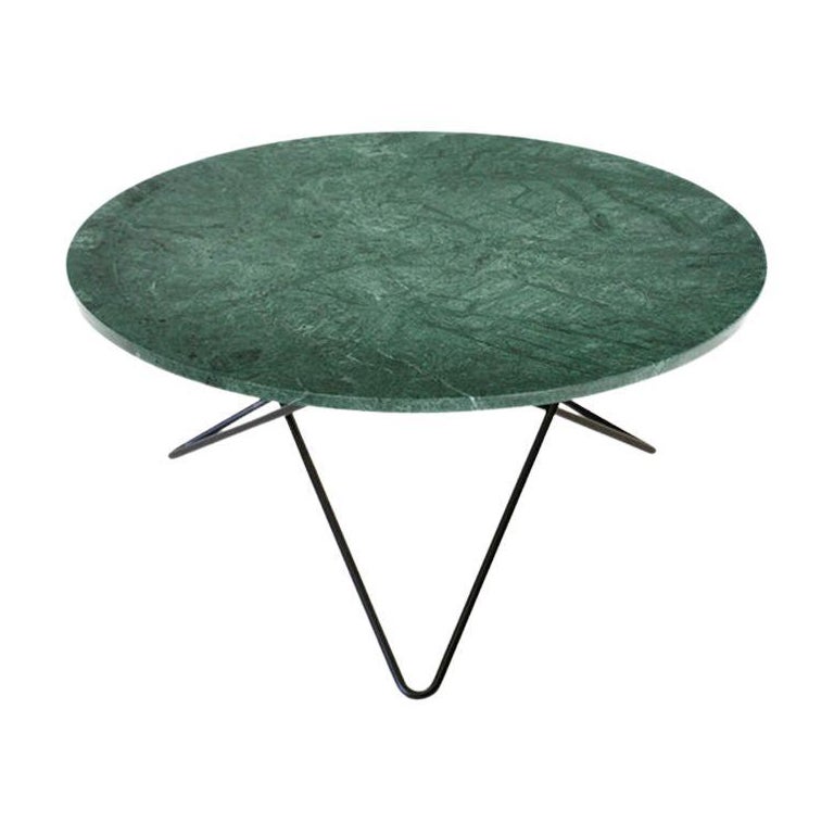 „O“-Tisch aus grünem Indiomarmor und schwarzem Stahl von OxDenmarq im Angebot