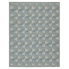 Rug & Kilim’s Scandinavian Style Kilim in Blue & Gray Geometric Patterns