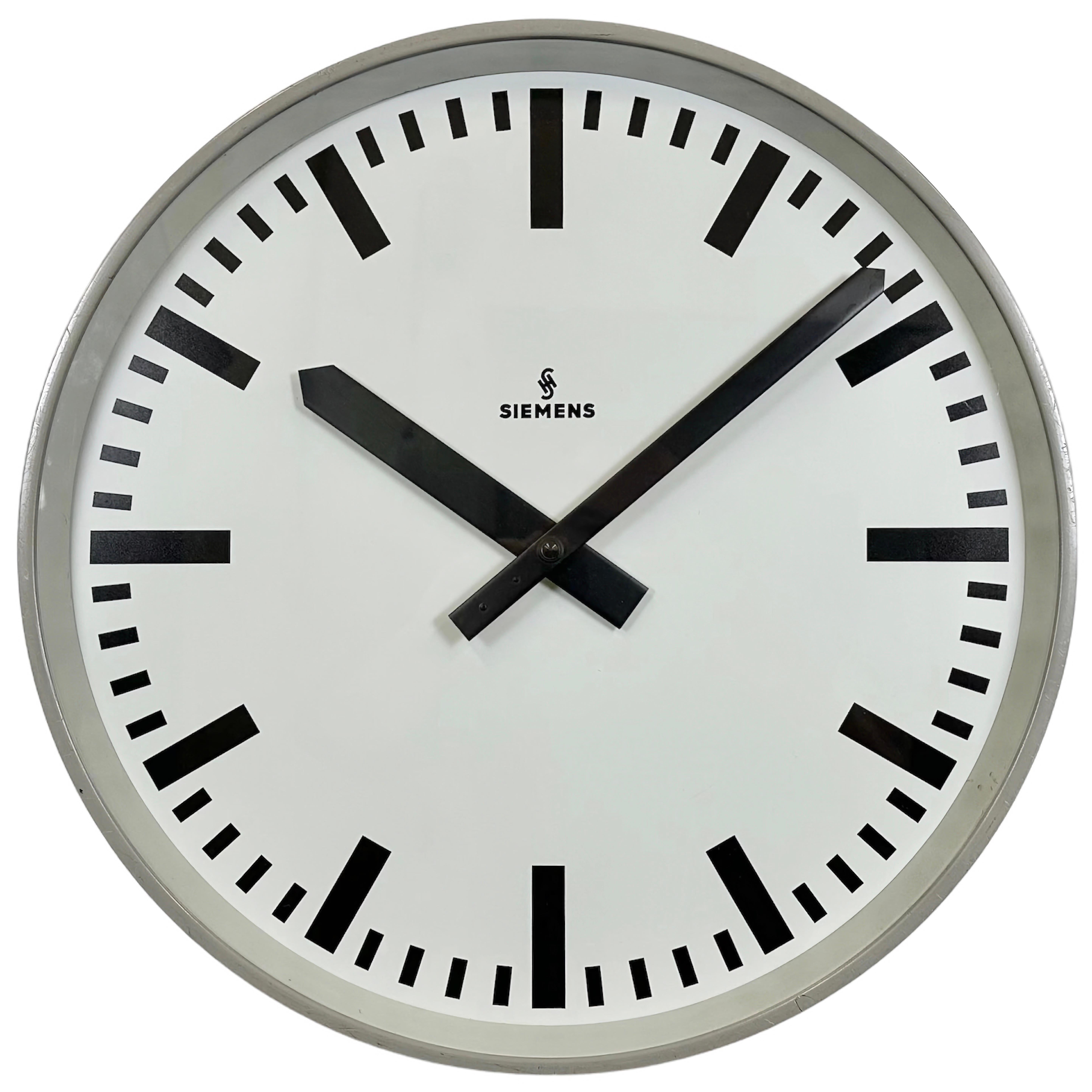 Large Grey Industrial Factory Wall Clock from Siemens, 1970s
