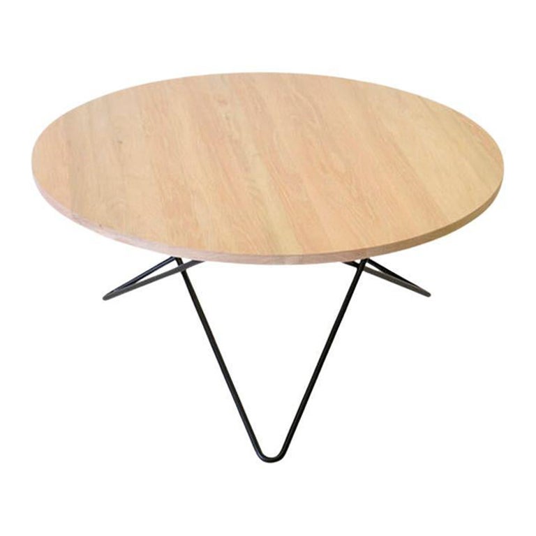 Oak Wood and Black Steel "O" Table by Ox Denmarq For Sale
